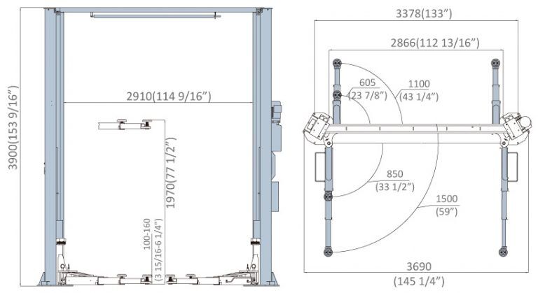 Qjj30-4c Factory Large Capacity Ponte Sollevatore Auto Four Post